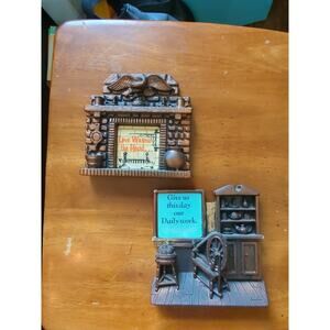 Vintage 1979 Miller Studio chalk ware copper tint wall plaques set of 2